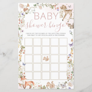 Lámina Juego de Bingo para Baby Shower de Flores Silvestr
