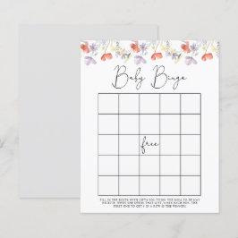 Lámina Juego de bingo para baby shower de flores silvestr