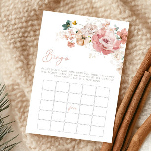 Lámina Juego de Bingo para Baby Shower de Flores Silvestr