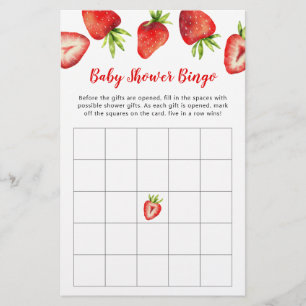 Lámina Juego de Bingo para Baby Shower de Fresa