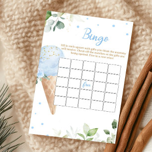 Lámina Juego de Bingo para Baby Shower de Helado Azul