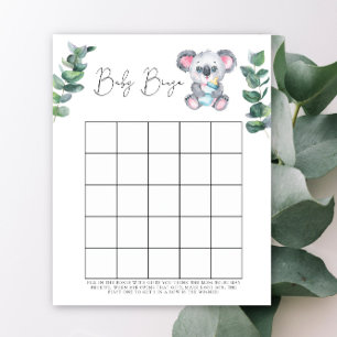 Lámina Juego de bingo para baby shower de koala