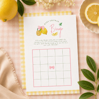 Lámina Juego de bingo para baby shower de limón con lazo 