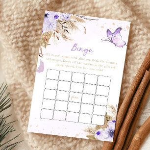 Lámina Juego de Bingo para Baby Shower de Mariposa Floral