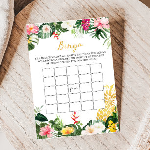 Lámina Juego de Bingo para Baby Shower de Piña Aloha Baby