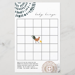 Lámina Juego de bingo para baby shower de pollito