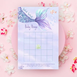 Lámina Juego de bingo para baby shower de Sirena bajo el