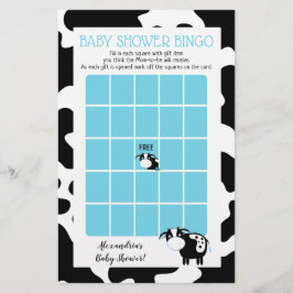 Lámina Juego de Bingo para Baby Shower de Vaca Lechera Az