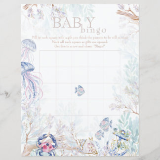 Lámina Juego de Bingo para Baby Shower de Vida Marina Cos