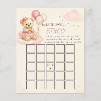 Lámina Juego de bingo para baby shower del osito de peluc