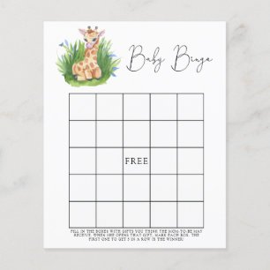 Lámina Juego de bingo para baby shower - Jirafa Safari