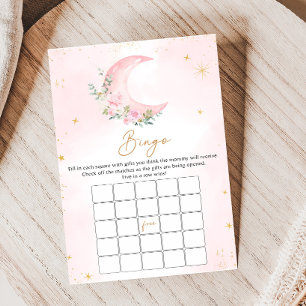 Lámina Juego de Bingo para Baby Shower Luna Rosa y Estrel