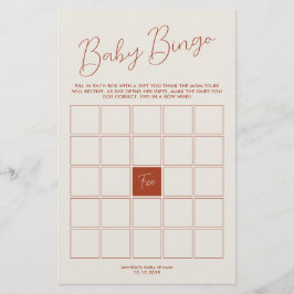 Lámina Juego de Bingo para Baby Shower marfil