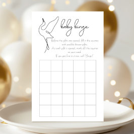 Lámina Juego de Bingo para Baby Shower Minimalista Cigüeñ