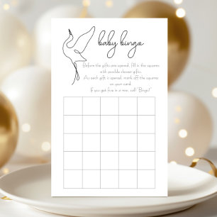 Lámina Juego de Bingo para Baby Shower Minimalista Cigüeñ