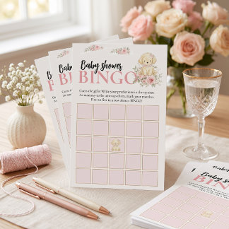 Lámina Juego de Bingo para Baby Shower | Niña Golden Retr