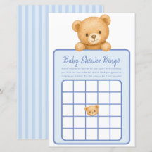 Juego de Bingo para Baby Shower Niño Oso de Peluch