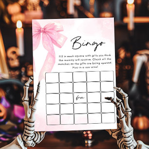 Lámina Juego de Bingo para Baby Shower Pink Bow Little Bo