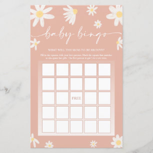 Lámina Juego de Bingo para Baby Shower Rosa  
