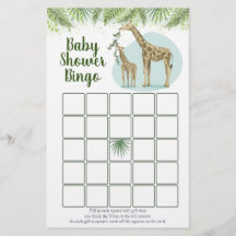 Juego de Bingo para Baby Shower Safari Jirafa