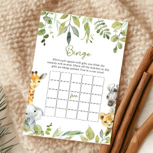 Lámina Juego de Bingo para Baby Shower 'Wild One Jungle S