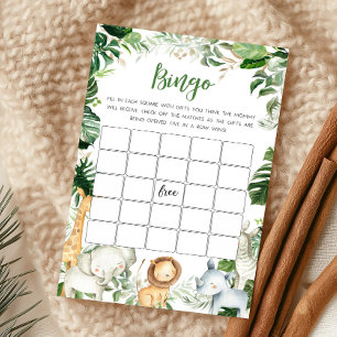 Lámina Juego de Bingo para Baby Shower Wild One Safari