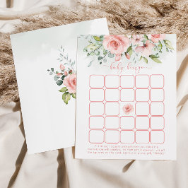 Lámina Juego de bingo para bebé chica rosa con rubor flor