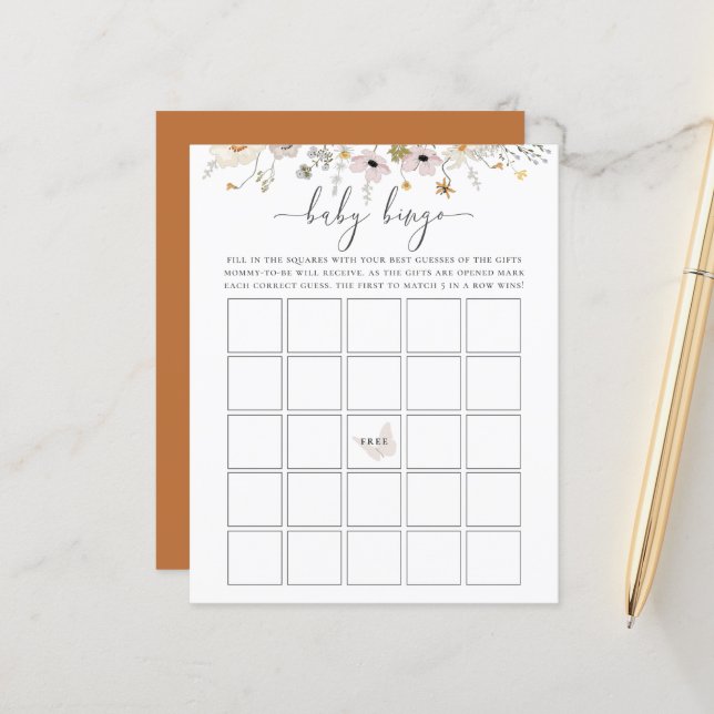 Lámina Juego de Bingo para Bebé de Flor Silvestre (Anverso/Reverso In Situ)