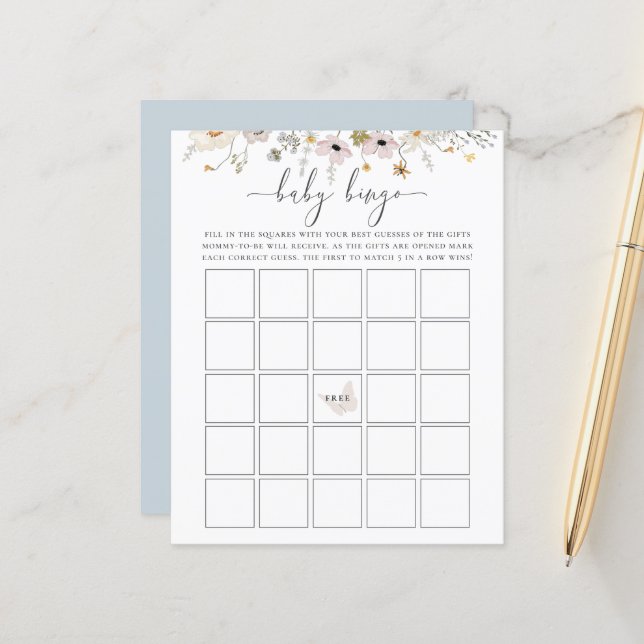 Lámina Juego de Bingo para Bebé de Flor Silvestre (Anverso/Reverso In Situ)