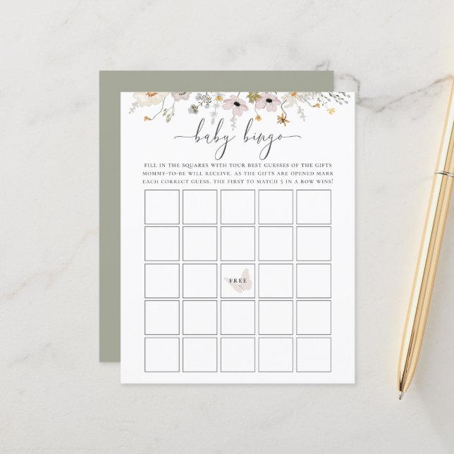 Lámina Juego de Bingo para Bebé de Flor Silvestre (Anverso/Reverso In Situ)