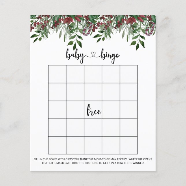 Lámina Juego de bingo para bebé de invierno perenne (Anverso)