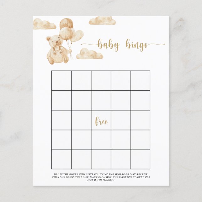 Lámina Juego de bingo para bebé de no podemos esperar (Anverso)