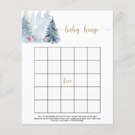 Lámina Juego de bingo para bebé de pinos azules de invier