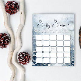 Lámina Juego de bingo para bebé de pinos azules de invier
