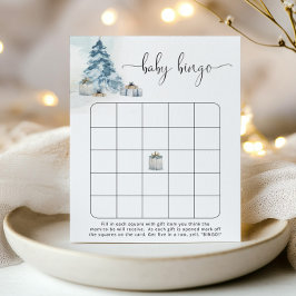Lámina Juego de bingo para bebé de pinos azules de invier