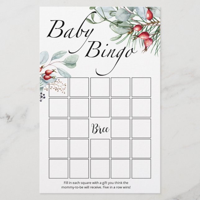 Lámina Juego de bingo para bebé evergreen (Anverso)