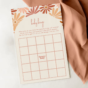 Lámina Juego de bingo para bebé floral naranja y rosa ret