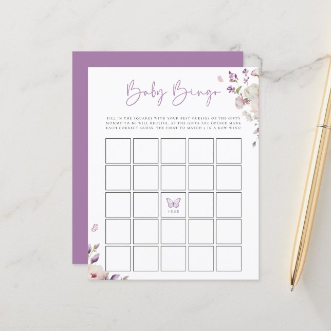 Lámina Juego de Bingo para Bebé Jardín de Mariposa (Anverso/Reverso In Situ)