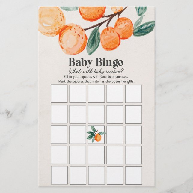 Lámina juego de bingo para bebé pequeño cutie baby ducha (Anverso)