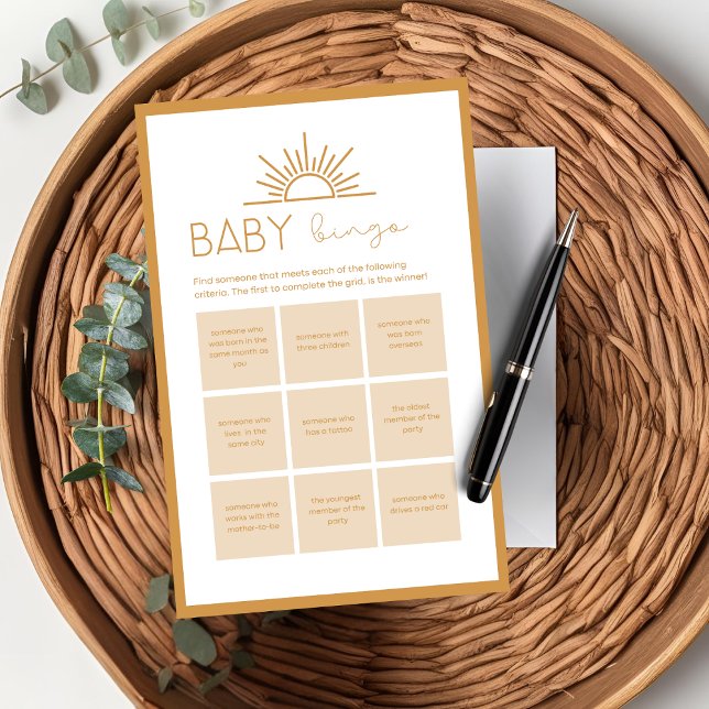 Lámina Juego de Bingo para Bebés Baby Shower Sunshine Boh (Subido por el creador)