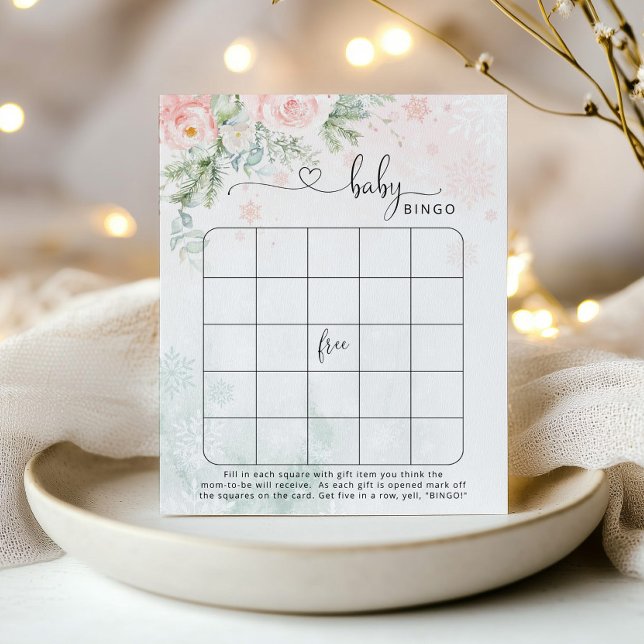 Lámina Juego de bingo para bebés con copos de nieve rosa (Subido por el creador)