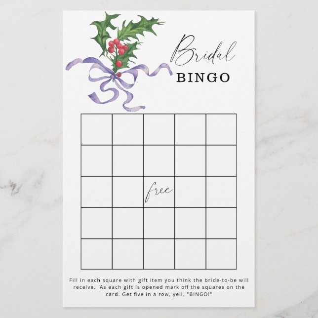 Lámina Juego de bingo para despedida de soltera de invier (Anverso)