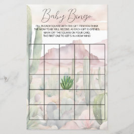 Lámina Juego de bingo para el Desierto Pastel Boho Cactus