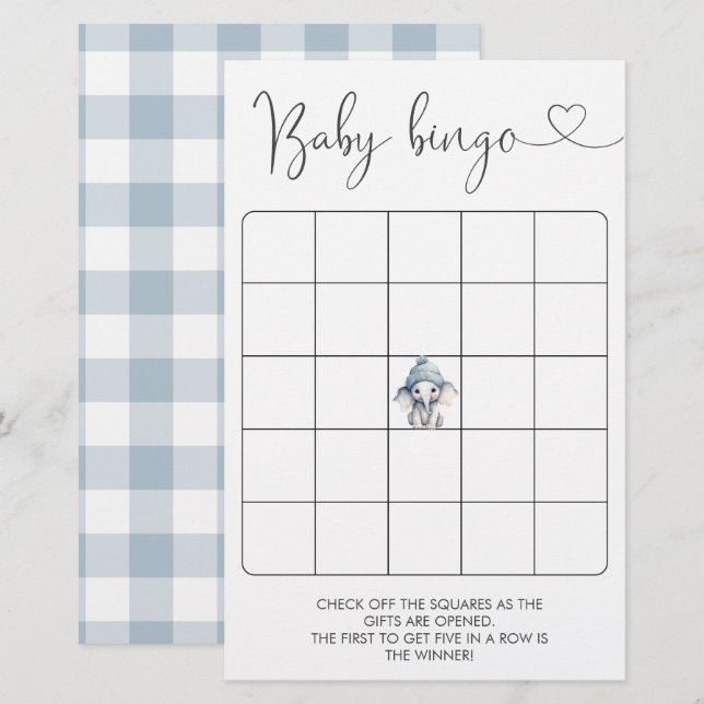 Lámina Juego de Bingo para Elefante Infantil (Anverso / Reverso)