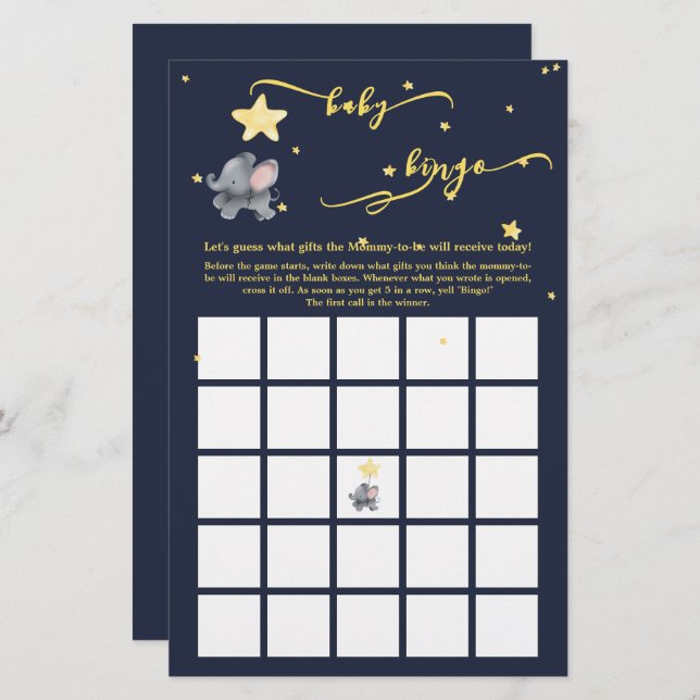 Lámina Juego de Bingo para Elefantes Cubiertos y Bebés (Anverso / Reverso)