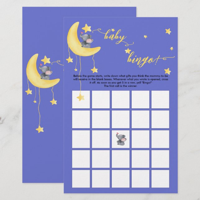 Lámina Juego De Bingo Para Elefantes Cuidados Y Mariposas (Anverso / Reverso)