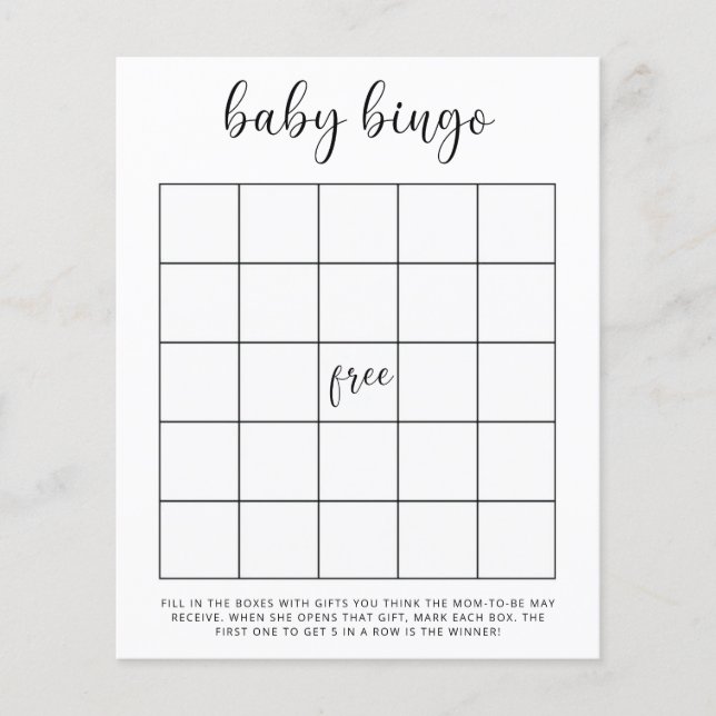 Lámina Juego de bingo para la ducha de bebé (Anverso)