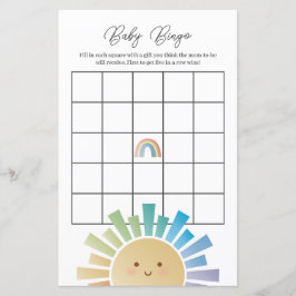 Lámina Juego de bingo Rainbow Sunshine Baby Shower