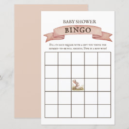 Lámina Juego de Bingo Rústico Bunny Baby Shower