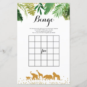Lámina Juego de Bingo Safari Watercolor